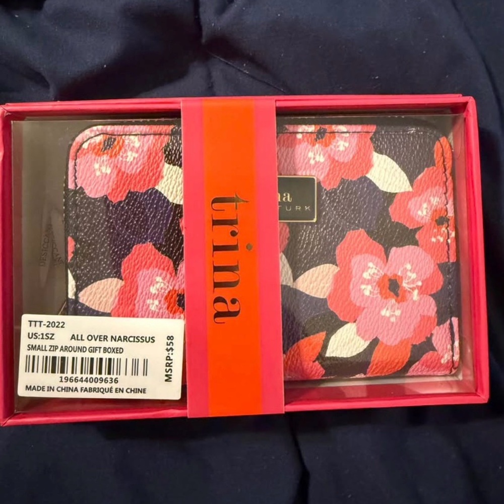 Trina Turk Pink and Black Floral Wallet